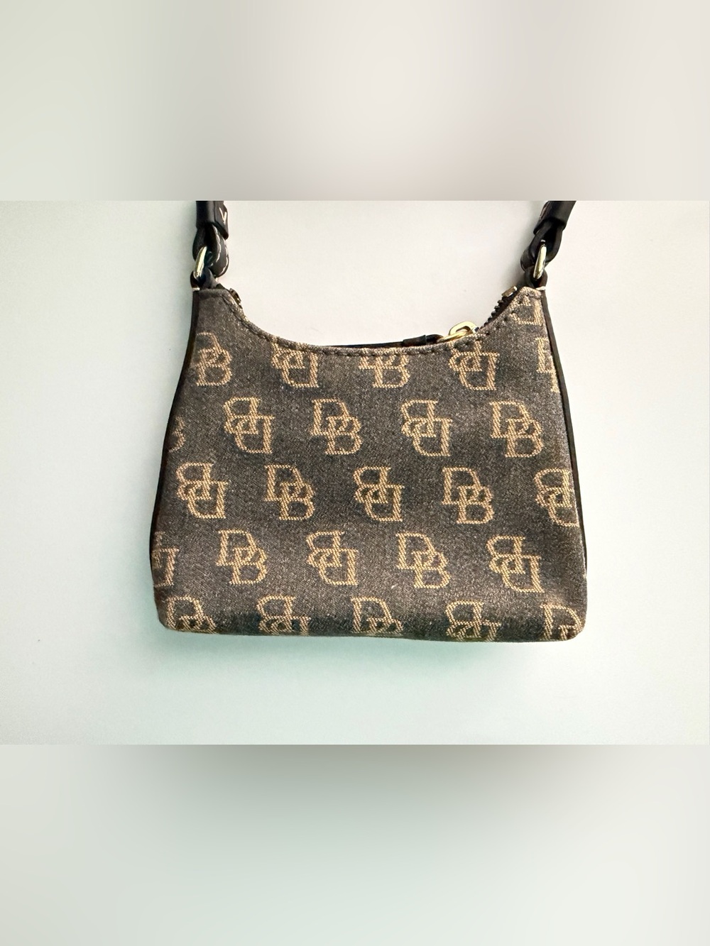 Dooney & Bourke Mini Hobo Bag in Brown and Black with Orange Accent Charm - Picture 3 of 8